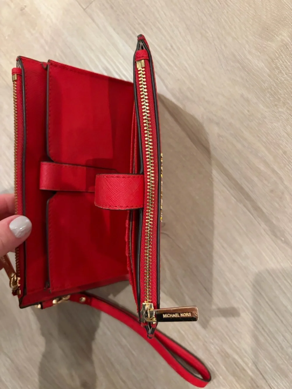 Michael Kors Jet Set Double Zip Wristlet Wallet – Red - Picture 8 of 10